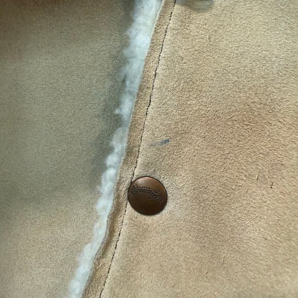 Wrangler Unisex Vintage Suede Vest Western Snap Sherpa Lined Tan - Picture 5 of 8